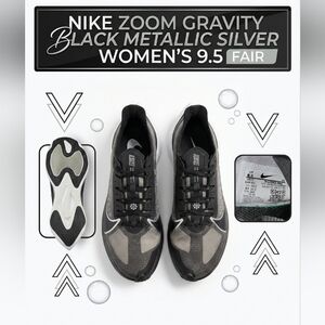 Nike Zoom Gravity Black Metallic Silver Women’s 9.5 Fair